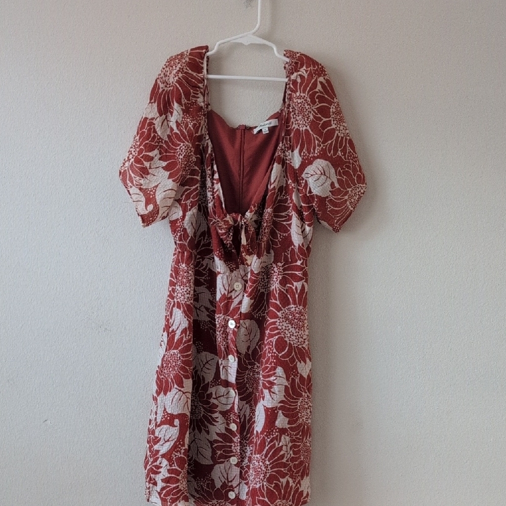 Floral Dress with Red and White Pattern